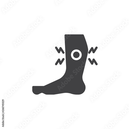 Shin pain vector icon. Muscle cramp filled flat sign for mobile concept and web design. Leg pain glyph icon. Symbol, logo illustration. Pixel perfect vector graphics
