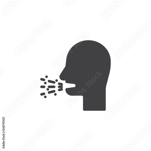 Cough with phlegm vector icon. Bad breath filled flat sign for mobile concept and web design. Coughing man glyph icon. Symbol, logo illustration. Pixel perfect vector graphics