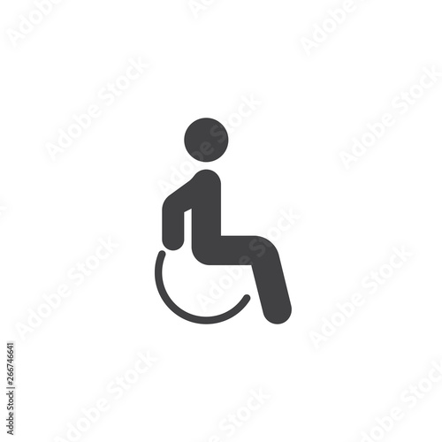 Handicapped patient vector icon. filled flat sign for mobile concept and web design. Disabled man glyph icon. Symbol, logo illustration. Pixel perfect vector graphics