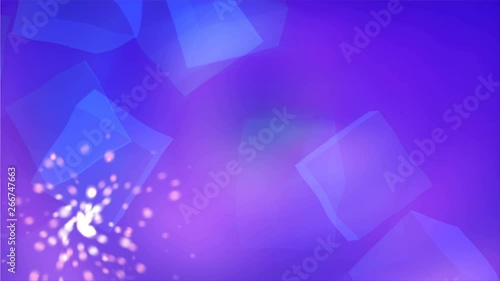 Blue cubis abstraction in the clear space with shiny particles, light and easy background, 3d rendering backdrop photo