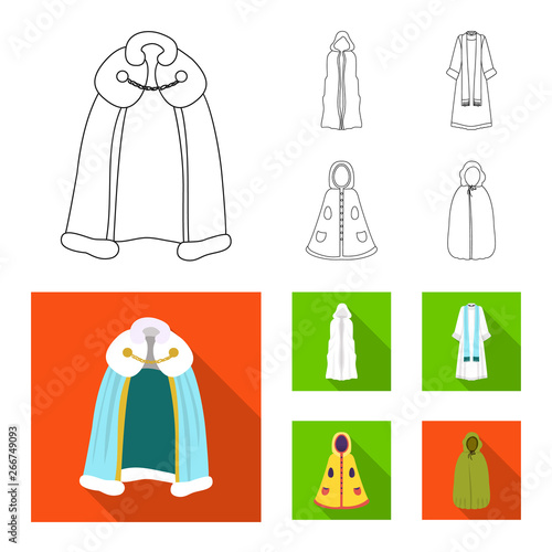 Vector illustration of material and clothing sign. Collection of material and garment stock symbol for web.
