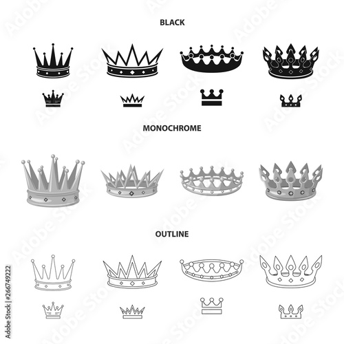 Vector design of medieval and nobility sign. Set of medieval and monarchy stock vector illustration.
