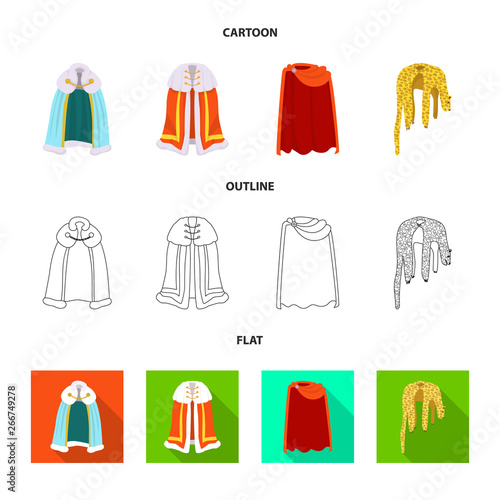 Vector illustration of material and clothing sign. Collection of material and garment vector icon for stock.