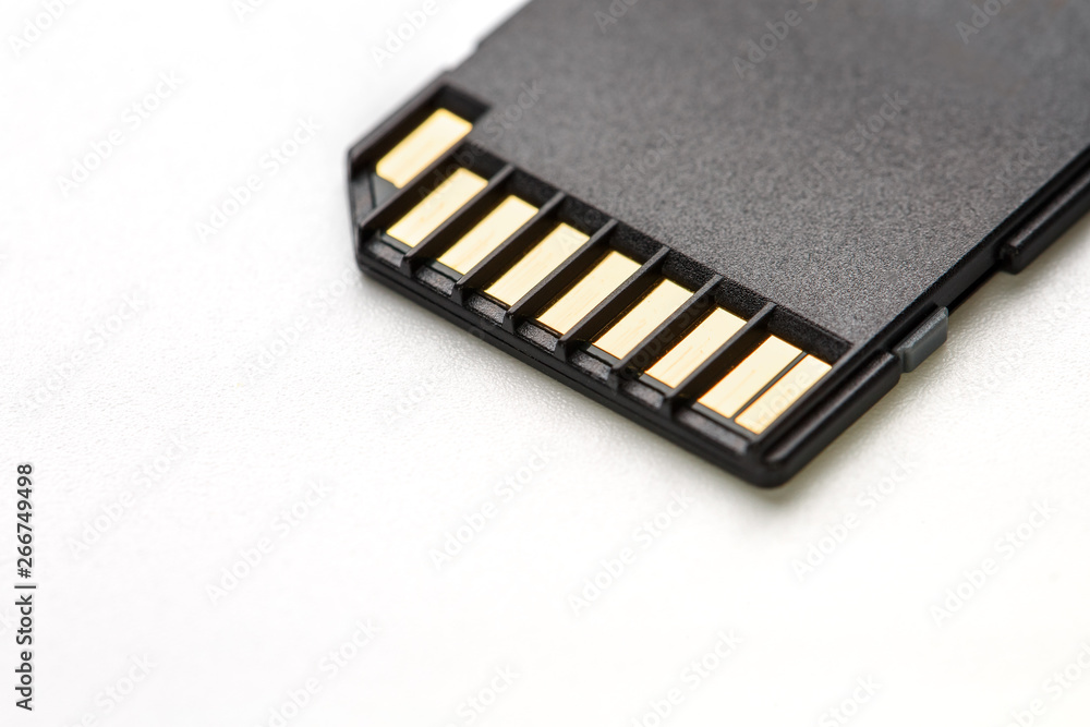 Black SD memory card on a white background, isolate Black SD memory card on a white background, isolate