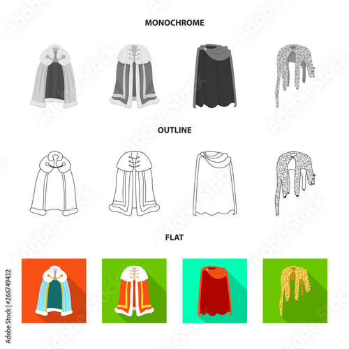 Vector illustration of material and clothing icon. Collection of material and garment vector icon for stock.