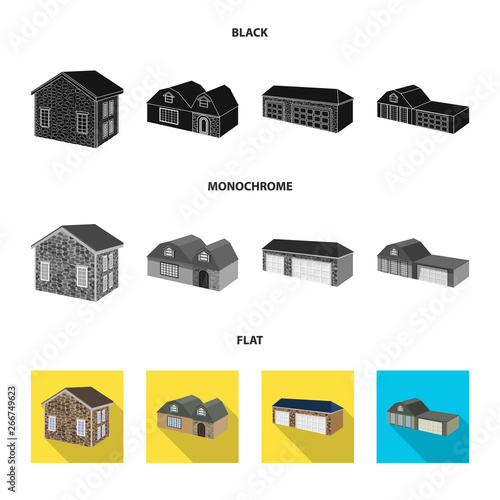 Isolated object of facade and housing sign. Set of facade and infrastructure stock symbol for web.