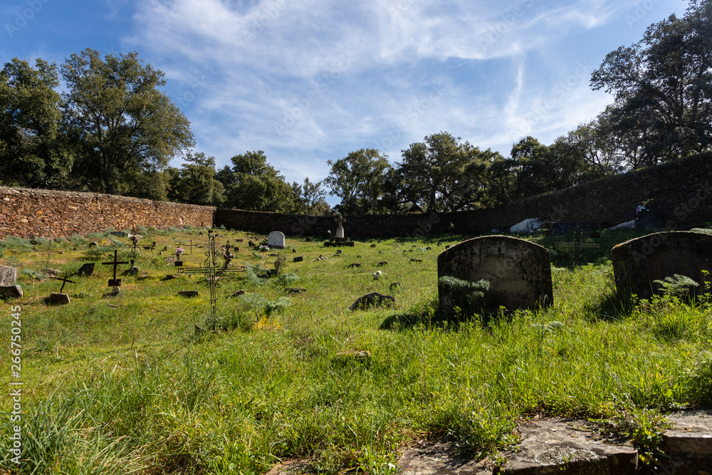 old abandoned cemetery on the outskirts of a village in extremadura