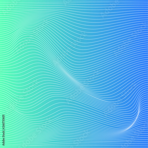 Wave distorted texture of color gradation. Abstract dynamical rippled surface. Vector stripe deformation background.
