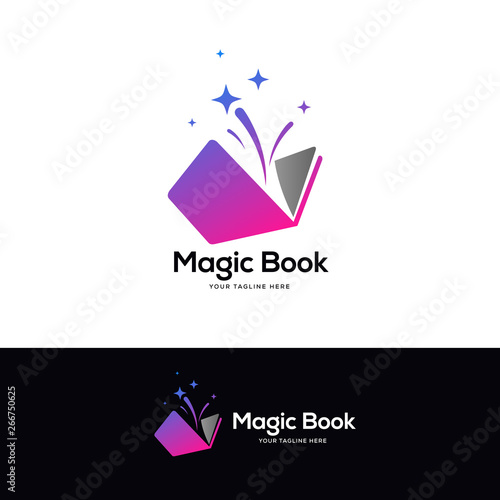 colorful open book logo designs, education logo designs concept