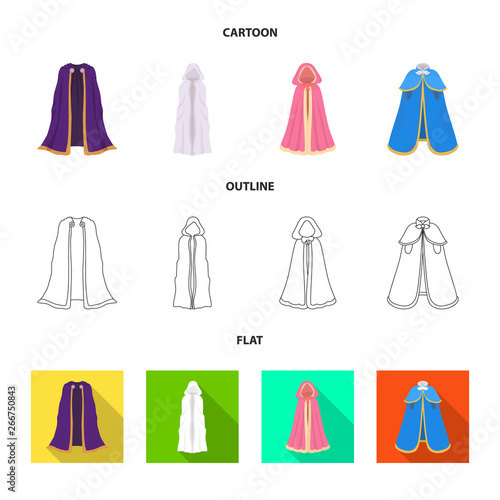 Isolated object of material and clothing icon. Set of material and garment vector icon for stock.