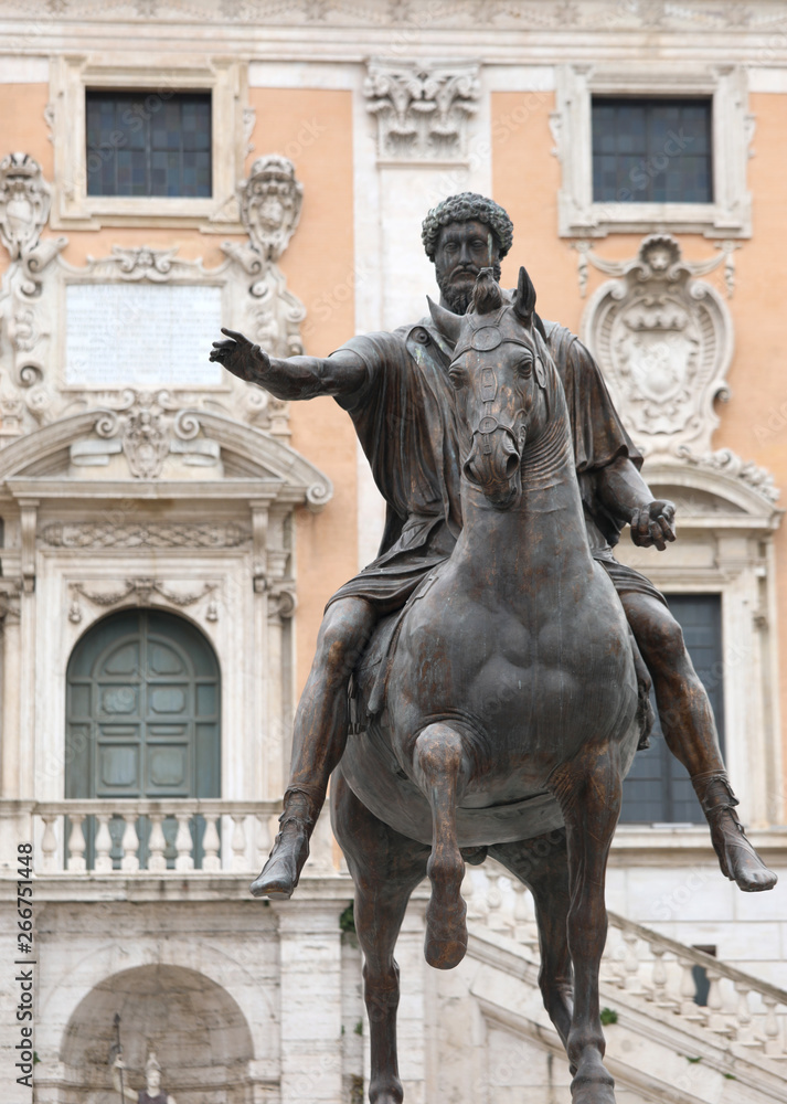 statue of Marcus Aurelius on horseback on the Capitol Hill in Ro