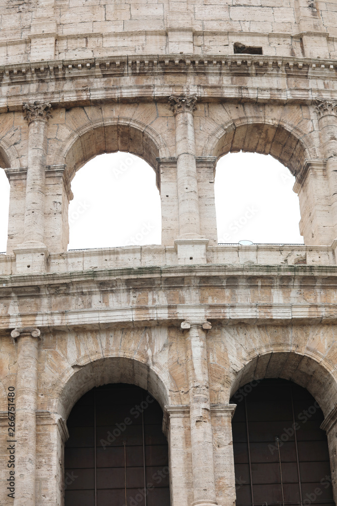 Detail of Colosseum also called Coliseum in Rome Italy