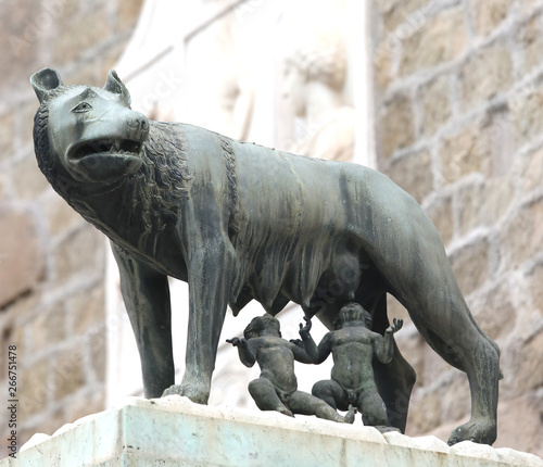 Statue of capitoline wolf also called LA LUPA in Italian Languag photo