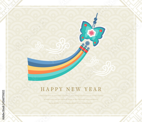 Korea tradition new year card, Vector illustration