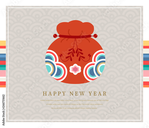 Korea tradition new year card, Vector illustration