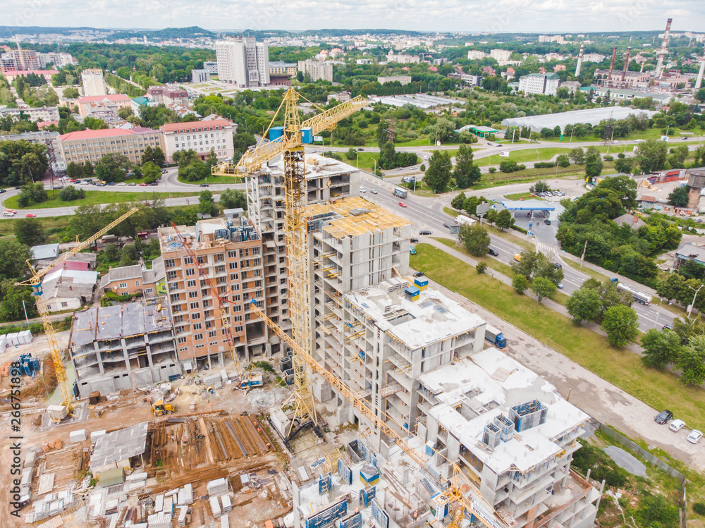 aerial view of apartment construction site