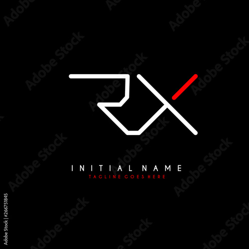 Initial R X RX minimalist modern logo identity vector