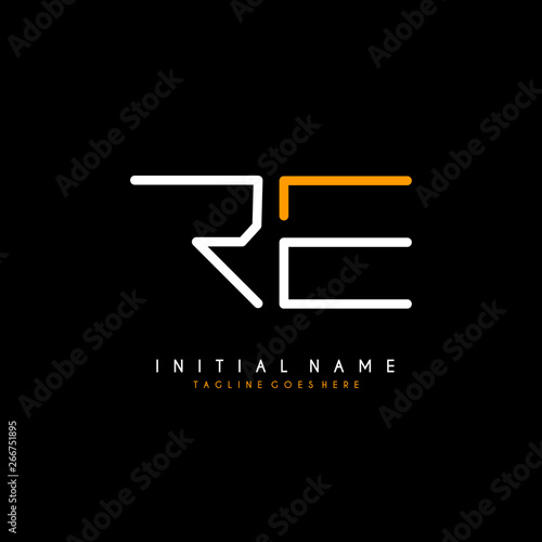Initial R E RE minimalist modern logo identity vector