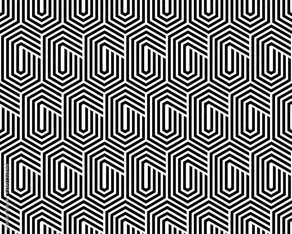 Abstract geometric pattern with stripes, lines. Seamless vector background. White and black ornament. Simple lattice graphic design Abstract geometric pattern with stripes, lines. Seamless vector background. White and black ornament. Simple lattice graphic design