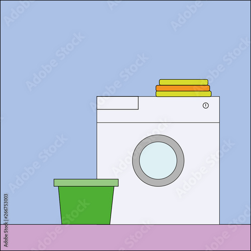 dry cleaning logo with washing machine