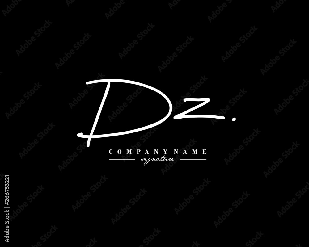 D Z DZ Signature initial logo template vector