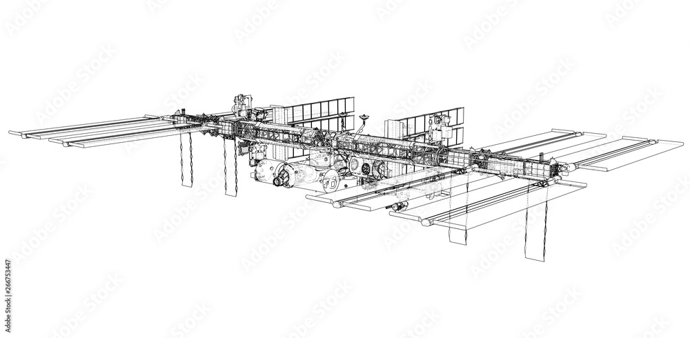 International Space Station Outline. Vector