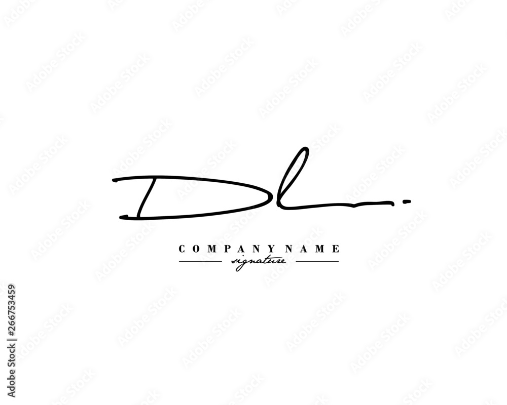 D L DL Signature initial logo template vector - obrazy, fototapety, plakaty 