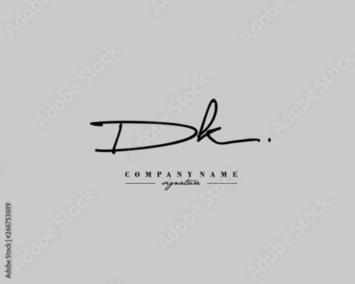 D K DK Signature initial logo template vector