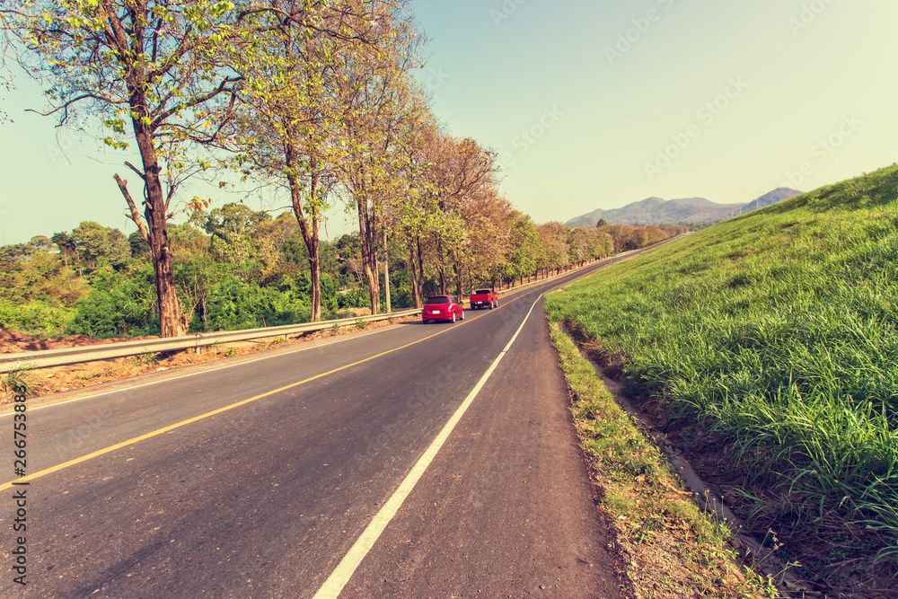 Fototapeta premium Rural road with Vintage Tones, Warm Tones, Instagram Effect