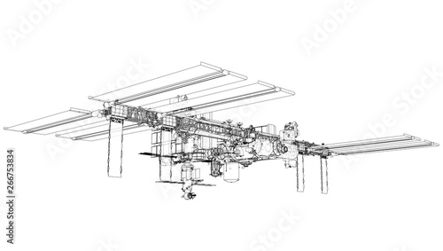 Fototapeta Naklejka Na Ścianę i Meble -  International Space Station Outline. Vector