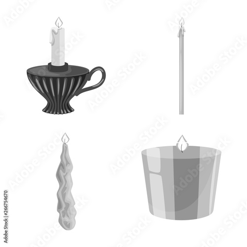 Vector design of paraffin and fire  sign. Set of paraffin and decoration    vector icon for stock.