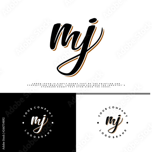 M J MJ initial name vintage logo vector