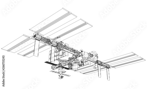 International Space Station Outline. Vector