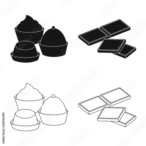 Isolated object of food and yummy logo. Collection of food and brown   stock vector illustration.