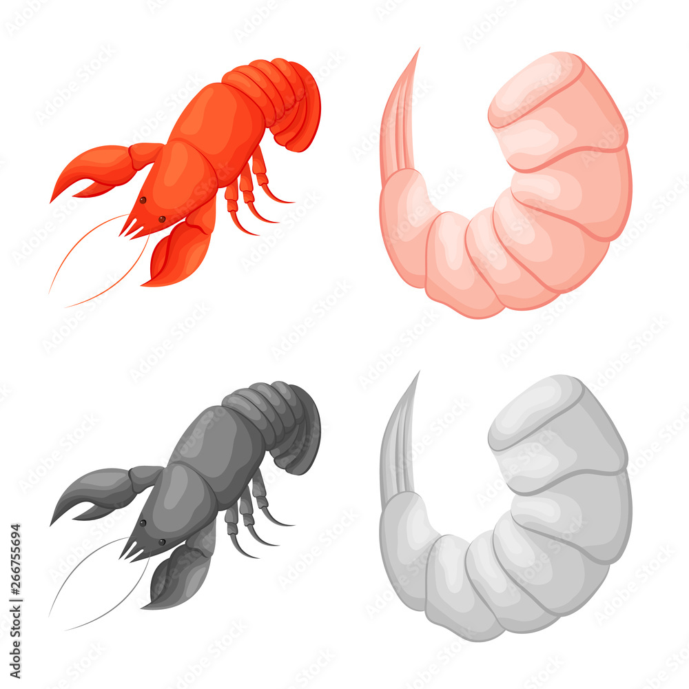 Obraz premium Vector design of appetizer and ocean icon. Set of appetizer and delicacy stock symbol for web.