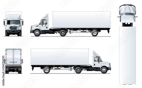 Vector semi truck template isolated on white