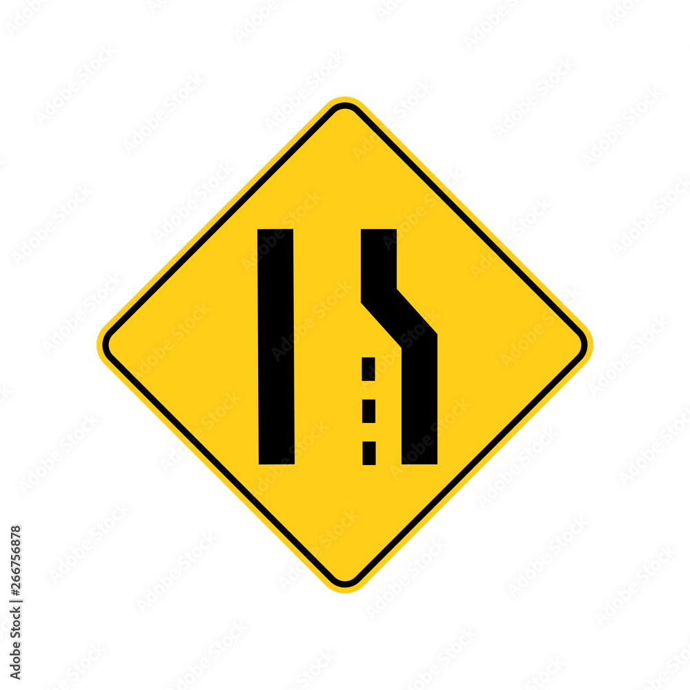 Right Lane Ends Sign