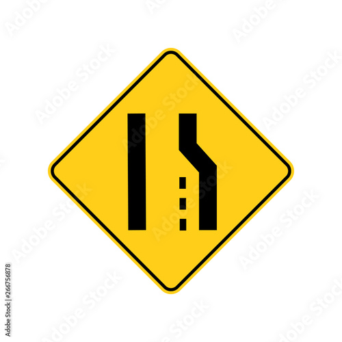 USA traffic road signs.right lane ends ahead.if you are in the right - hand lane,you must merge safely with traffic in the lane to the left . vector illustration