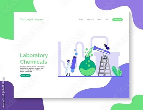 Laboratory chemicals landing page vector background.