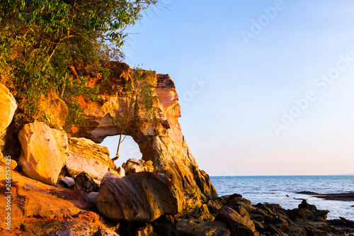 Sea coast of Laem Chamuk Khwai in sunset