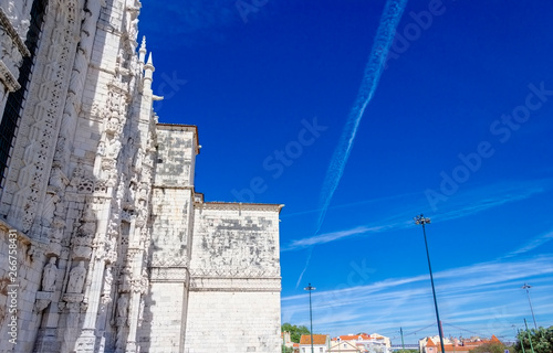 Belem, Lisbon, Portugal, The Jeronimos or Hieronymites Monastery. Classified as UNESCO World Heritage it stands as a masterpiece of the Manueline art. photo