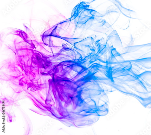 Colored smoke on white background