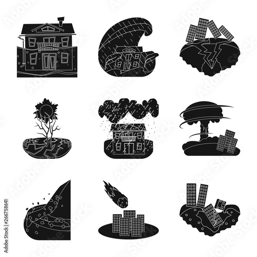 Isolated object of calamity and crash icon. Set of calamity and disaster stock symbol for web.
