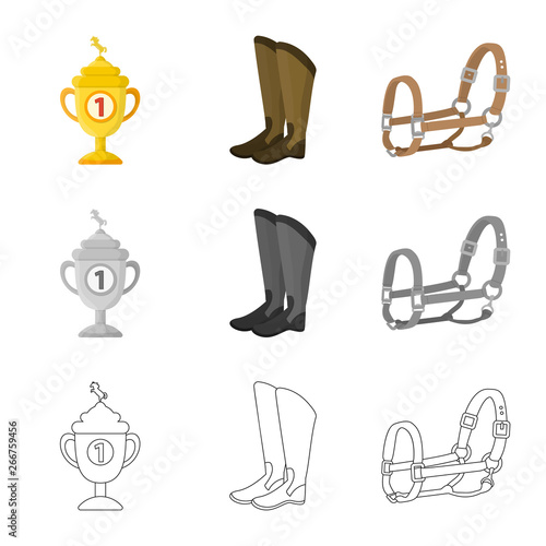 Isolated object of equipment and riding icon. Set of equipment and competition stock vector illustration.