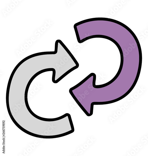 Hand drawn data sync icon, share file concept