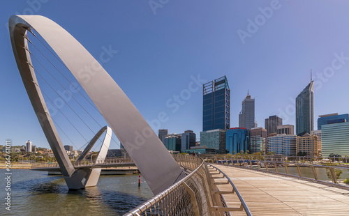 The futuristic forms of Elizabeth Quay's pedestrian bridge in Perth, Western Australia photo