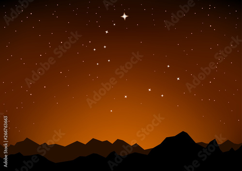 star constellations and mountain sunset