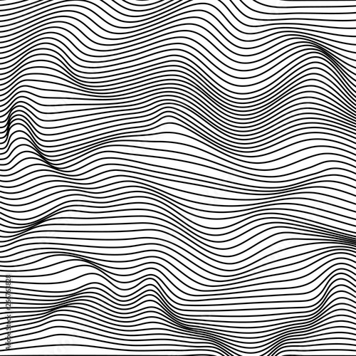 Abstract wavy stripes pattern. Beautiful geometric wave texture. Fashion black and white wave design.