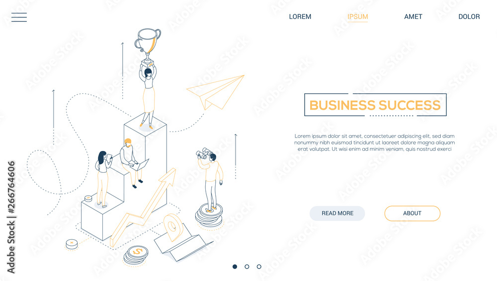 Business success - line design style isometric web banner Business success - line design style isometric web banner