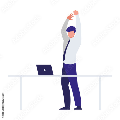 elegant businessman with laptop in desk office